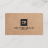 Moderne Elegante Kraft-Document Monogram Consultan Visitekaartje (Voorkant)