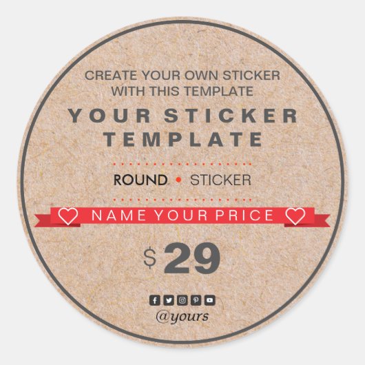 Moderne Elegante Kraft Promotionele Marketingprijs Ronde Sticker (Voorkant)