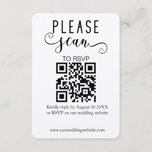 Moderne Elegante Kraft QR Code RSVP Bruiloft Informatiekaartje (Voorkant)