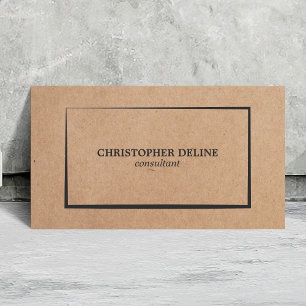 Moderne Elegante Kraftpapier Grijs Consultant Visitekaartje
