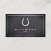 Moderne Elegante Krijtbord Hoefijzer Farrier Visitekaartje (Voorkant)