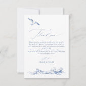 Moderne Elegante Kust Chic Blauwe Bruiloft Bedankkaart (Voorkant)