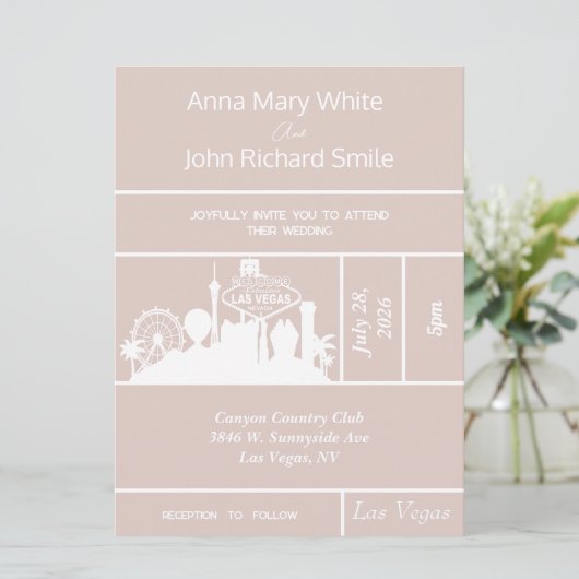 Moderne elegante Las Vegas City Skyline uitnodigin Kaart (Staand voorkant)