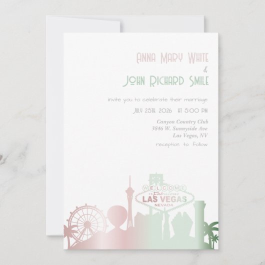 Moderne elegante Las Vegas City Skyline uitnodigin Kaart (Voorkant)