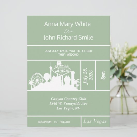 Moderne elegante Las Vegas City Skyline uitnodigin Kaart (Staand voorkant)