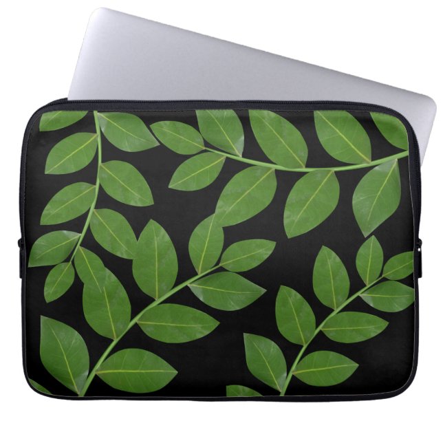 Moderne & Elegante Laurierbladeren Laptop Sleeve (Voorkant)
