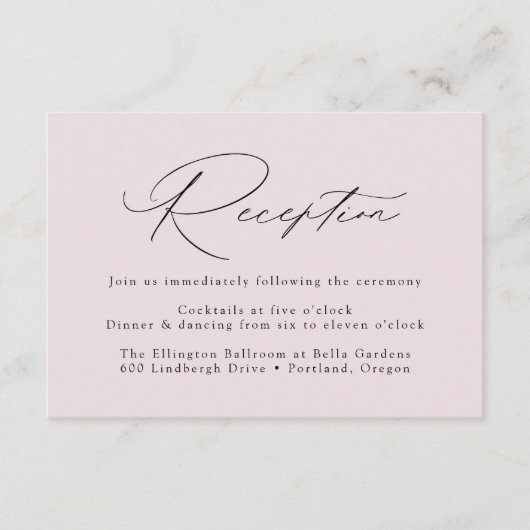 Moderne elegante lavendel bruiloft receptie informatiekaartje (Voorkant)