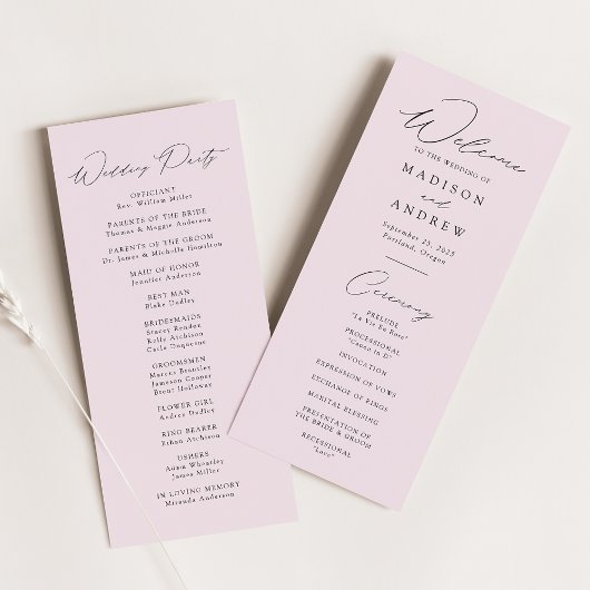 Moderne Elegante Lavendel Trouwprogramma