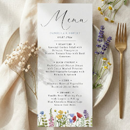 Moderne Elegante Lente Zomer Wilde Bloem Bruiloft Menu