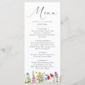Moderne Elegante Lente Zomer Wilde Bloem Bruiloft Menu (Voorkant)