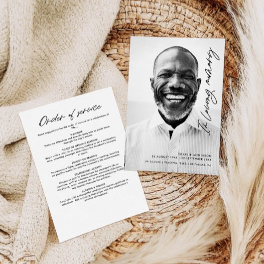 Moderne Elegante Letter In Lieve Herinnering Funer Programmakaart