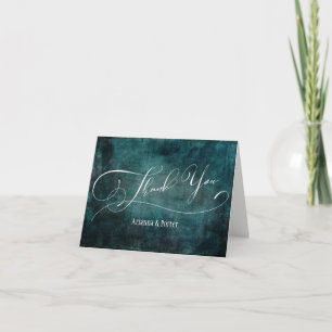 Moderne Elegante Lettertype Gekrast Teal Grunge Te Bedankkaart