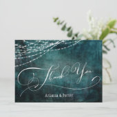 Moderne Elegante Lettertypes & Lichtjes Theelkleur Bedankkaart (Staand voorkant)