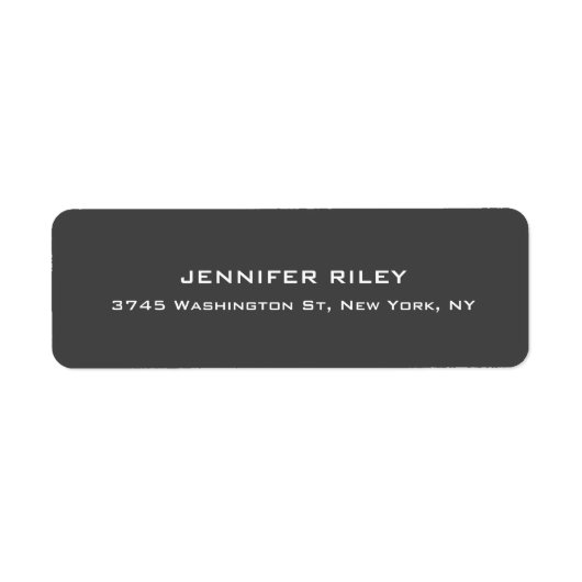 Moderne Elegante Leuke Unieke Donkergrijze Kleur Etiket (Voorkant)