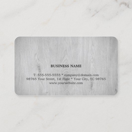 Moderne Elegante Licht Grijze Houten Consultant Visitekaartje (Achterkant)