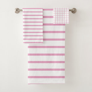 Moderne Elegante Licht Roze Rutpatroon Bad Handdoek