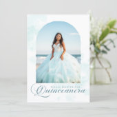 Moderne Elegante Lichtblauwe Quinceanera Foto Kaart (Staand voorkant)