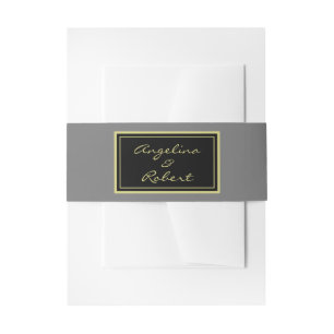 Moderne Elegante Lichte Grijs & Goud Schrift Bruil Uitnodigingen Wikkel