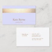 Moderne elegante lichte Paarse gouden streep Visitekaartje (Voorkant / Achterkant)