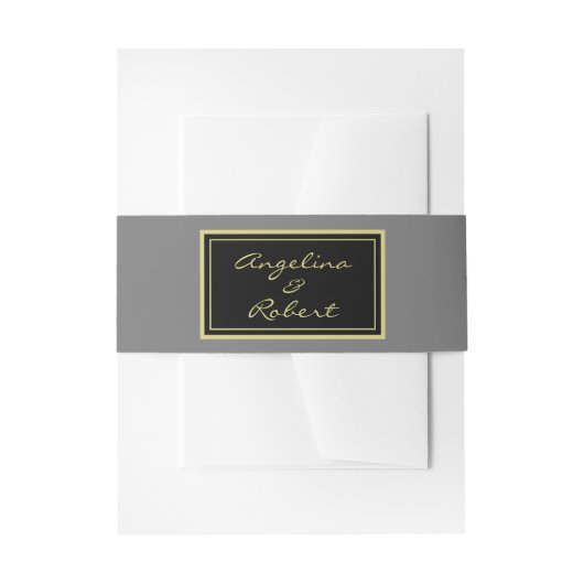 Moderne Elegante Lichtgrijze & Gouden Script Bruil Uitnodigingen Wikkel (Voorkant Voorbeeld)