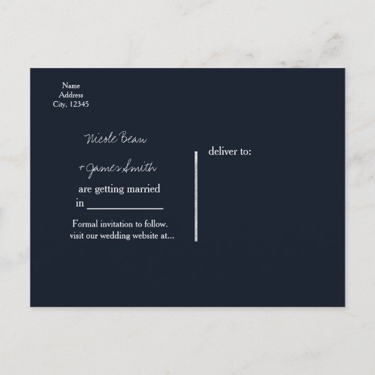 Moderne Elegante Lichtslinger Blauw Save The Date Aankondigingskaart (Achterkant)