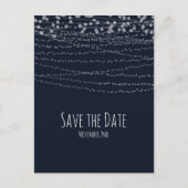 Moderne Elegante Lichtslinger Blauw Save The Date Aankondigingskaart (Voorkant)