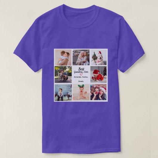 Moderne Elegante Liefde Beste Opa 8-Foto Collage T-shirt (Design voorkant)
