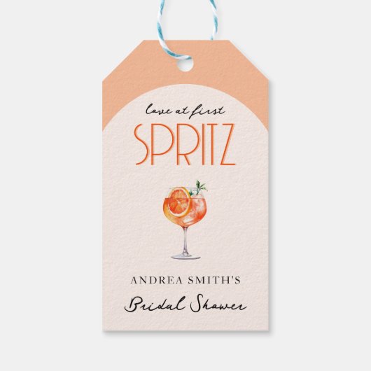 Moderne Elegante Liefde bij Eerste Spritz Vrijgeze Cadeaulabel (Achterkant)