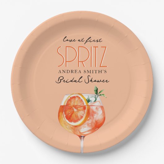 Moderne Elegante Liefde bij Eerste Spritz Vrijgeze Papieren Bordje (Voorkant)