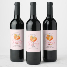 Moderne Elegante Liefde bij Eerste Spritz Vrijgeze Wijn Etiket