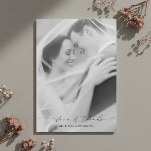Moderne Elegante Liefde en Dank Foto Bruiloft Bedankkaart