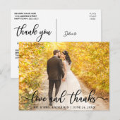 Moderne Elegante Liefde en Dankbaarheid | Trouwfot Briefkaart (Voorkant / Achterkant)