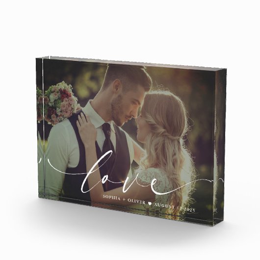 Moderne Elegante Liefde Gepersonaliseerde Bruiloft Fotoblokken (Rechts)