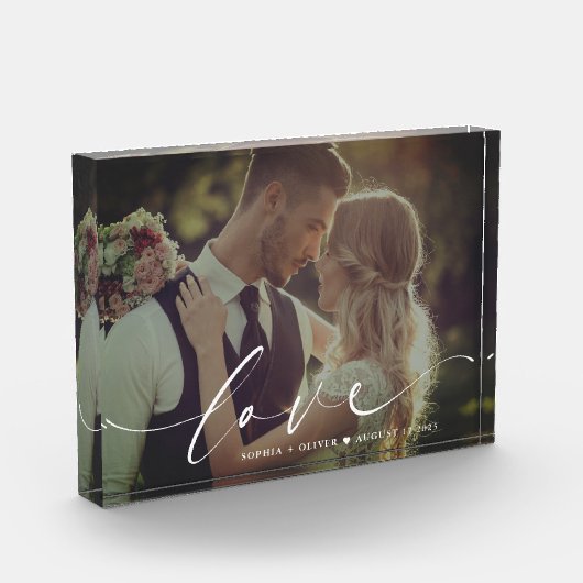 Moderne Elegante Liefde Gepersonaliseerde Bruiloft Fotoblokken (Links)