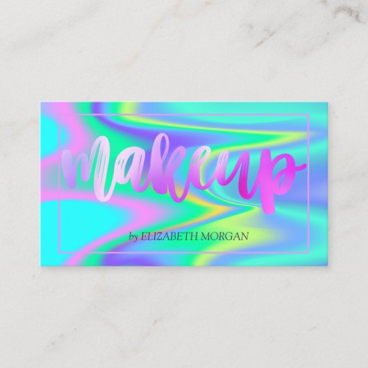 Moderne, elegante Lijst Holographic Makeup Visitekaartje (Voorkant)