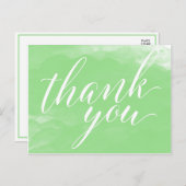 Moderne elegante limoengroene Waterverf Dank u Briefkaart (Voorkant / Achterkant)