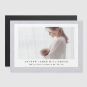 Moderne elegante linnen textuur baby jongen foto g (Voorkant / Achterkant)