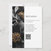 Moderne Elegante Luxe Bloemen QR Code Huwelijk Kaart (Achterkant)