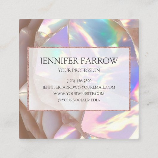Moderne Elegante Luxe Opal Stone Vierkante Visitekaartje (Achterkant)