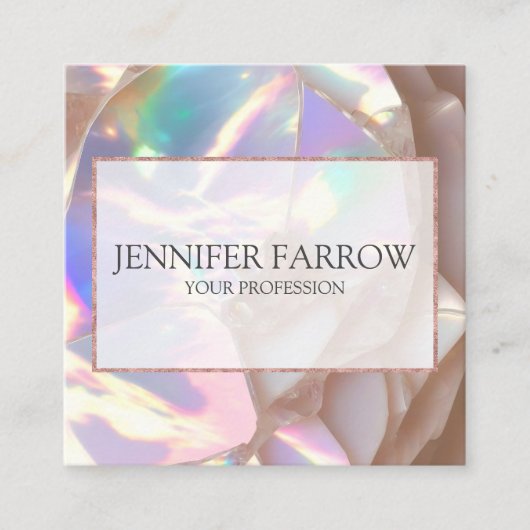 Moderne Elegante Luxe Opal Stone Vierkante Visitekaartje (Voorkant)