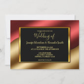 Moderne elegante luxe rode goudglitter Wedding Kaart (Voorkant)