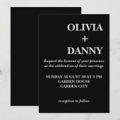 Moderne Elegante Luxe Zwart-Wit Bruiloft Kaart (Voorkant / Achterkant)