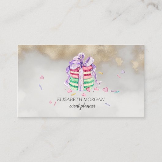 Moderne Elegante Macarons Gouden Touch Visitekaartje (Voorkant)