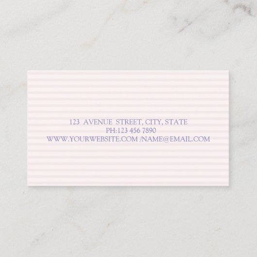 Moderne elegante macro's, zoet, gestreept visitekaartje (Achterkant)