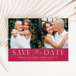Moderne Elegante Magenta 2 Foto Save The Date