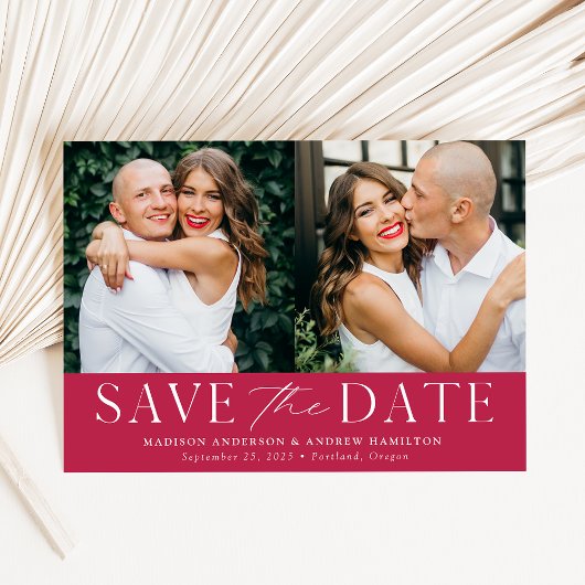 Moderne elegante magenta 2 foto save the date