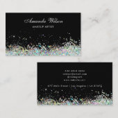 Moderne Elegante Make-up artiest hologram glitter Visitekaartje (Voorkant / Achterkant)