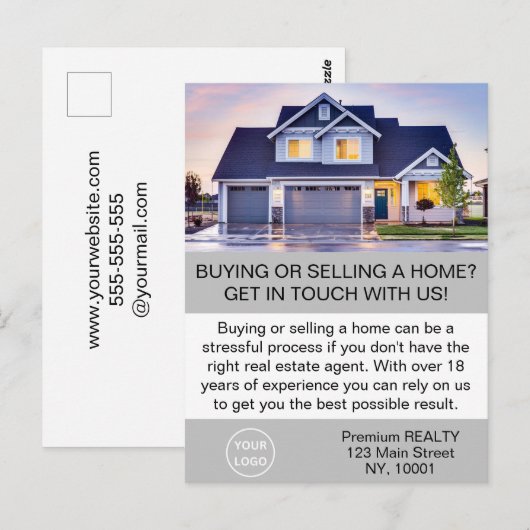 Moderne Elegante Makelaar Agent Aangepast Briefkaart (Voorkant / Achterkant)