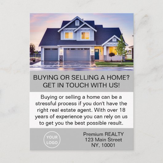 Moderne Elegante Makelaar Agent Aanpasbaar Briefkaart (Voorkant)