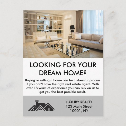 Moderne Elegante makelaar gepersonaliseerd Briefkaart (Voorkant)